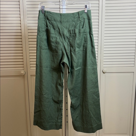 Anthropologie MAEVE The Colette Green Wide Leg Cropped Hi Rise Pants 28 Petite - Picture 7 of 12